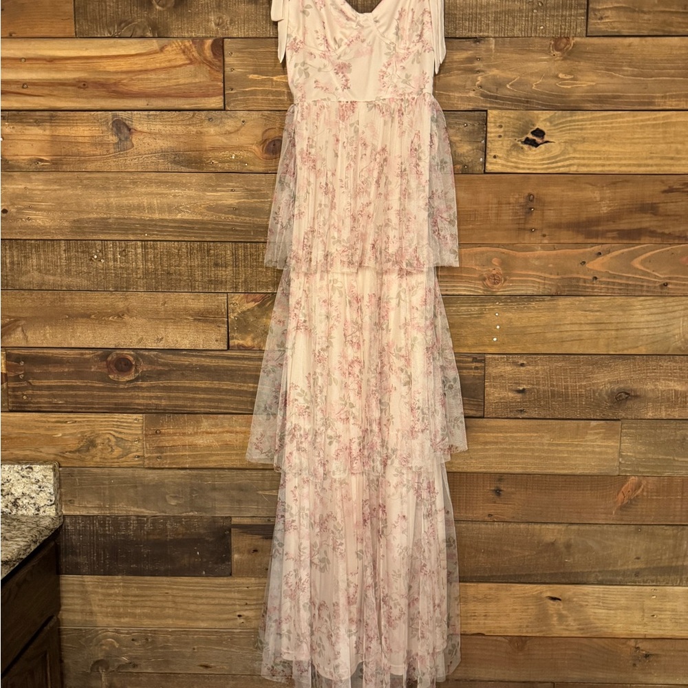 Tulle maxi dress blush pink
